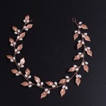 Perle/Krystalbånd med blade og perler, rosenguld - (40 cm)